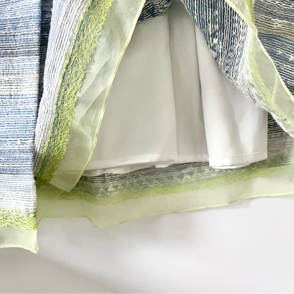 Elie Tahari Glenda Tweed Lace Cocktail Dress White Blue Green Lined Layered US 6 - Picture 11 of 12